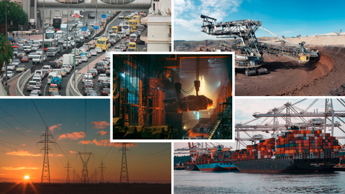 Sectors analysed in the Special Issue: fossil fuel extractives, power, energy-intensive industries, land transport, and international aviation and shipping